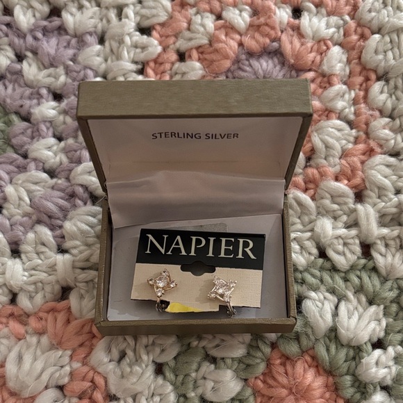 Napier Sterling Silver Star-Shaped Earrings - Picture 1 of 2